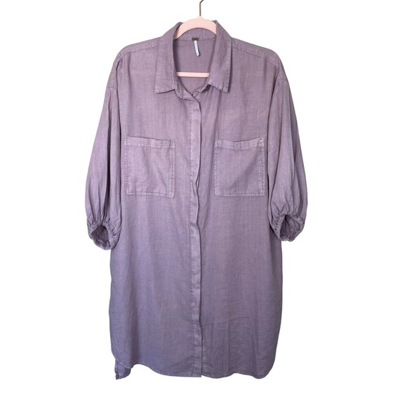 Young Fabulous & Broke Linen Blend Mini Shirt Dress Size M LavenderBeach Coverup - Picture 1 of 11
